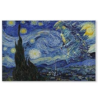 Amazon.com: HolyShirts Godzilla Van Gogh Starry Night Poster